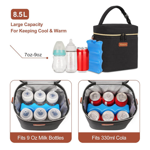Pack, 6 9 Mancro Breastmilk Cooler Bag with Ice Fits Baby Bottles Up to Ounce Insulated Baby Bottle Bag, Breast Milk