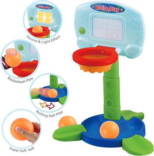 LotFancy Basketball Hoop for Kids - 2 in 1 Adjustable Sports Toy Set for Toddlers 9m-3y, Indoor Basketball Game