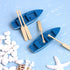 Framendino 2 Sets , Mini Rowboat Tiny Wooden Boat with Oars for Fairy Garden Accessories