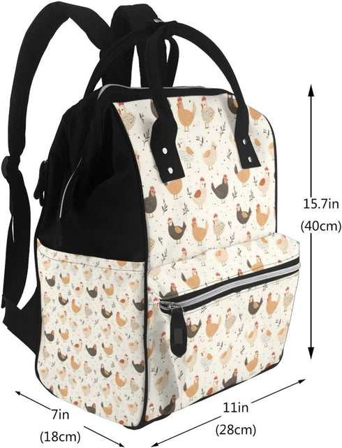 TZTTZT Countryside Backpack, Mommy Cute Chicken Print Diaper Bag Toddler Baby Girl Boy Diaper Bag for Mom Dad, Bags