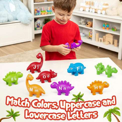 Kasfalci Alphabet Learning Toys, Dinosaur Toys for Kids, ABC Learning for Toddlers, Matching Letter Game,Color