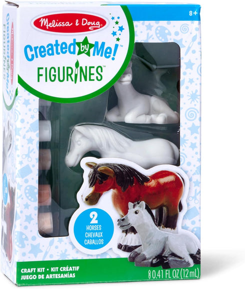 Melissa & Doug Created by Me! Craft Kit - Horse Figurines (2 Resin Horses, 6 Paints, Paintbrush)