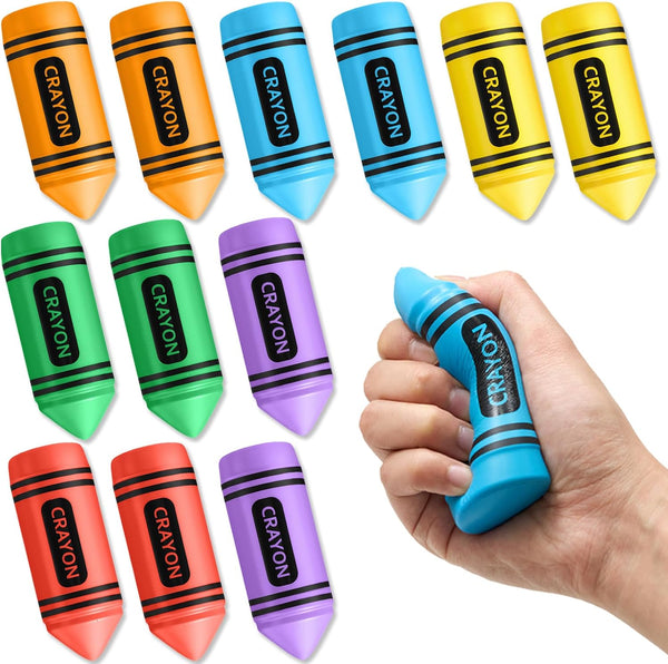 Wiwiqing 12 Pcs 3.94 Inches Crayon Stress Balls Toys Teacher Gift Kids Adult