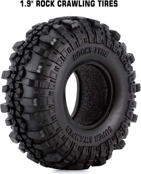 INJORA RC Tires 1.9inch 4Pcs RC Rubber Tyre Set Wheel Tires for 1:10 RC Crawler Axial SCX10 90046 SCX10 III AXI03007 Tamiya CC01 D90 D110