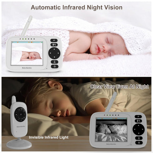 Baby Monitor with Camera and Audio, 3.2'' IPS Portable Monitor, 1000ft Long Range, Infrared Night Vision