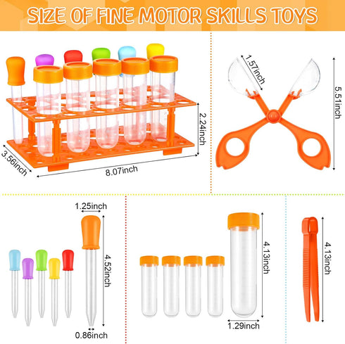Weewooday 14 Pieces Motor Skill Tool Set, Science Learning Tools for Kids, Includes Test Tubes and Droppers