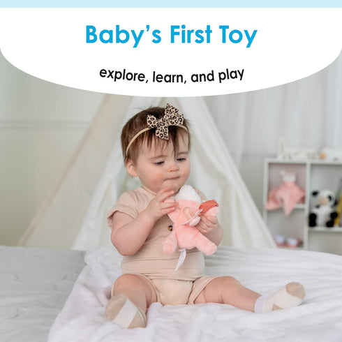 Carter's Fawn Plush Rattle with Loop Teether for Infants and Babies