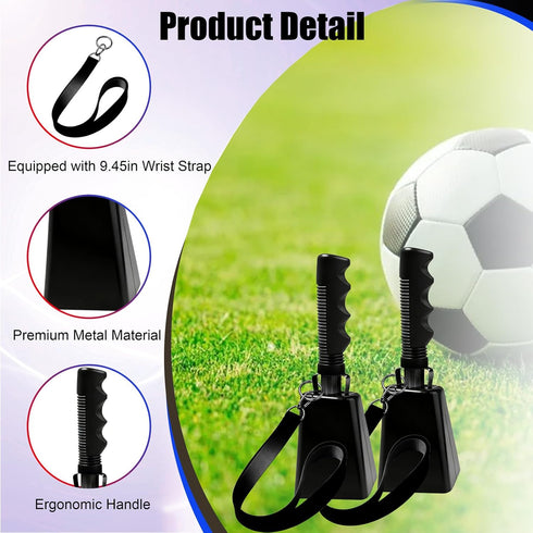 Woowyvyell 10IN Cow Bells with Wrist Strap Large Cheering Cowbells for Sporting Events Solid Metal Noise Makers Hand