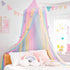 STAOLENE Rainbow Princess Bed Canopy for Girls, Breathable Hanging Mosquito Net with Glitter Star & Moon Tassels, Fits