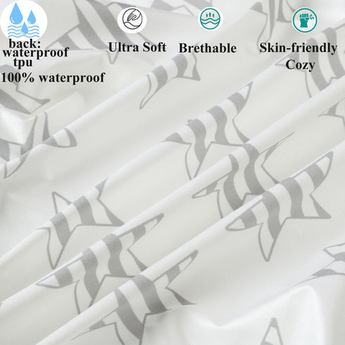 Waterproof Changing Pad Cover Set - 2 Pack Stretch Jersey Knit, Super Soft Grey Love & Stars
