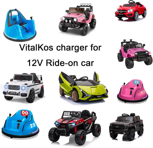 12V Battery Charger for Kids Power Wheel, Upgrade Adaptor for Best Choice Products, Jeep Paw Patrol Truck & Bumper Car