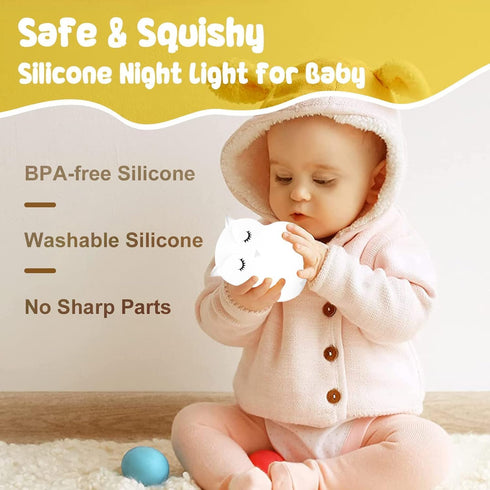 Dimming 9 Baby Night Light for Car Seat- Function Colors Changing Eye Caring Portable Rechargeable & Timing Bedside