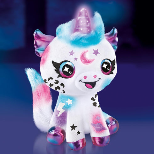 6+ Canal Toys Airbrush Plush Cosmic Light Up Unicorn! Decorate, wash, Repeat! Customize Your own Spray Art Plush. Light