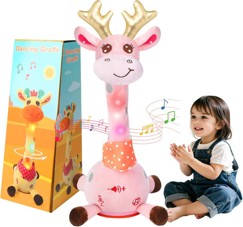MILGEI Dancing Talking Giraffe Toy, Singing Musical Tummy Time Baby Toy with