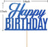 Blue Glitter Happy Birthday Cake Topper, Birthday Sign Cake Topper for Adults, Children, Teenagers, Anniversary Party