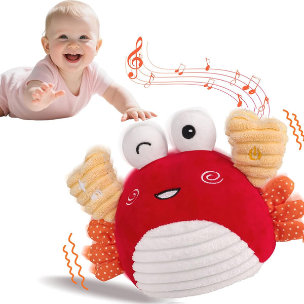 nicknack Baby Toys 0-6 Months Crawling Dancing Bouncing Musical Learning Plush Crab,Interactive