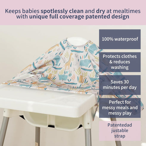 CoolaPeach Long Sleeve Baby Bib - Mess-Proof Feeding Bibs for Babies - Adjustable, Waterproof, and Highchair/Table
