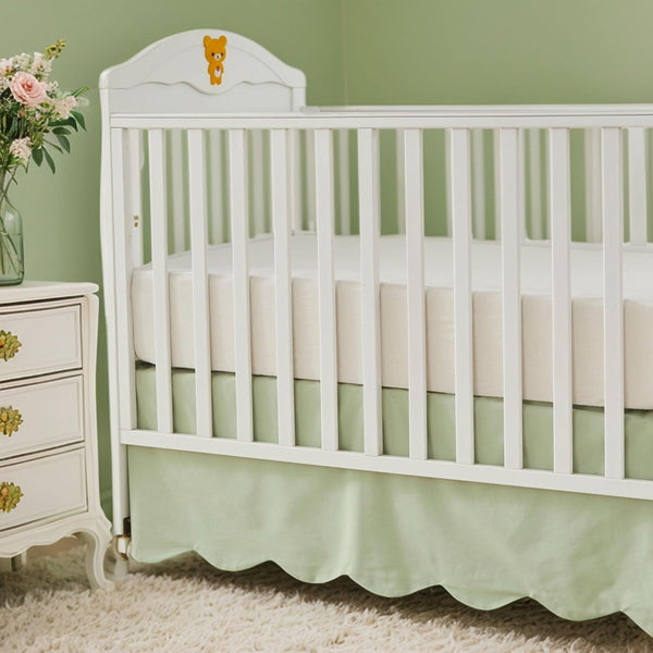 Brandream Scallop Edge Cotton Crib Skirt Toddler Bedskirt Baby Nursery Crib Bed