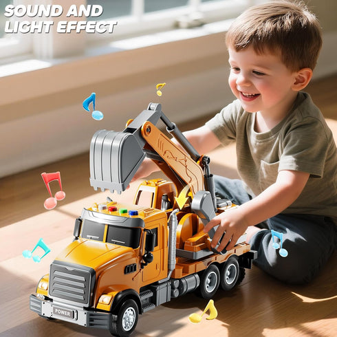 3-5 4-6, 2-4 4-7 1-3 JUKUDAHU Excavator Toys for Boys Aged Play Excavator with Light and Sound, Toy Truck Construction
