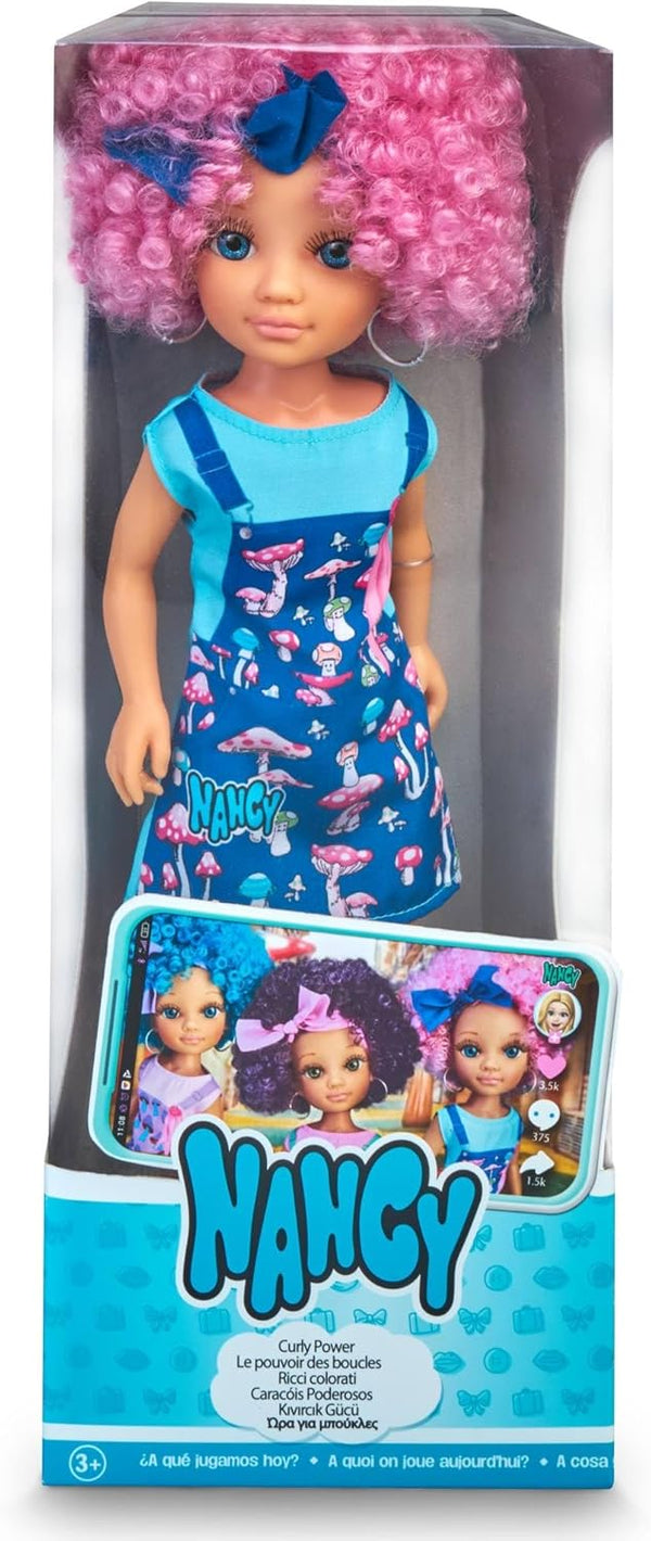 Nancy Curly Power Fashion Doll, 16" Doll with Pink Hair