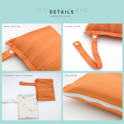 YULUONAPS 2pcs Wet Dry Bag Waterproof Reusable Wet Bag for Swimsuits, Baby Cloth Diaper, Travel, Beach, Pool, Bathing