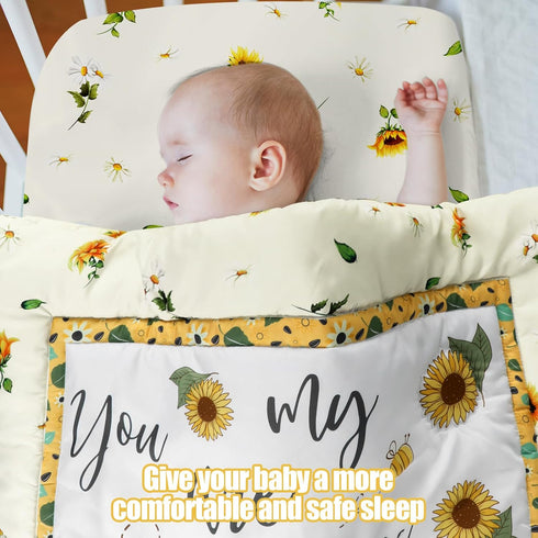 3 Set Mixweer Pcs Sunflower Bee Baby Crib Bedding Baby Girl Yellow Crib Sheets You Are My Sunshine Toddle Sheets Yellow