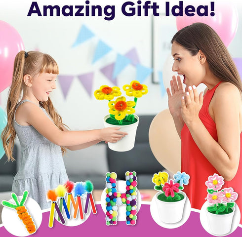 FUNZBO Arts and Crafts Supplies for Kids, Craft Kit with Glitter Glue Stick and Tools, DIY School Supplies
