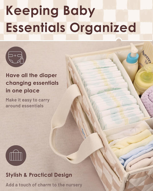 Tiny Marvels Diaper Caddy Organizer for New Parents, Baby Diaper Caddy with Water-Resistant Fabric, Structured Diaper