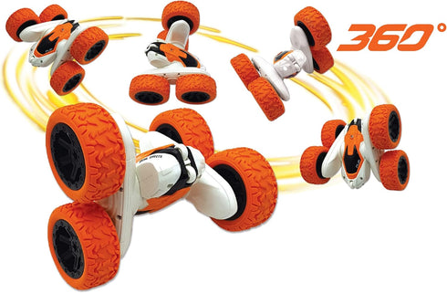 Lexibook Crosslander Luminous Terrain Car: Wrist Remote, Rechargeable Electronic Action Kit, White/Orange Color