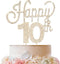 LINGTEER Happy 10th Birthday Gold Rhinestone Cake Topper - Cheers to 10 Years Old Party Centerpieces Decorations