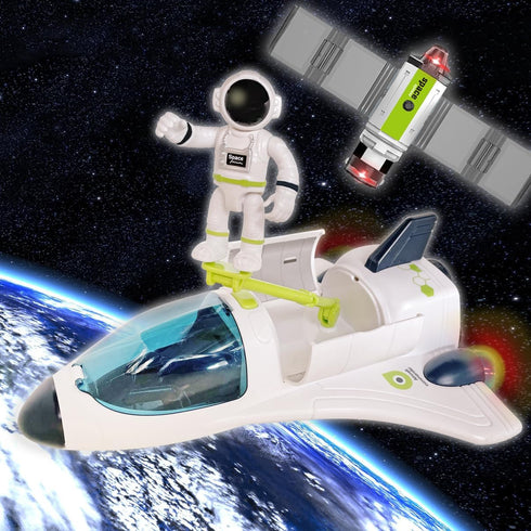 Space Rocket Shuttle Toy Set - Spacecraft Airplane Toys with Lights, Sound & Astronaut Figures for Kids