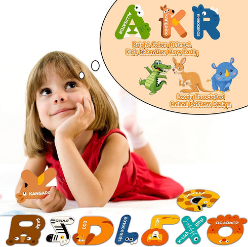 Magnetic Letters Toys for Toddlers, 26PCS Uppercase + 26PCS Lowercase Educational Alphabet Magnets