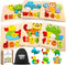 TOY Life Toddler Puzzles Ages 2-4, 6 Animals with Spelling Wooden Puzzles