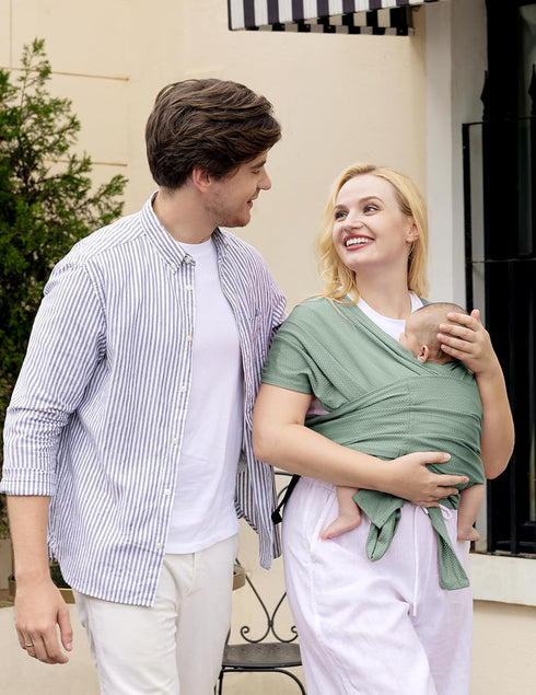 Momcozy 8-35lbs, 47-57inch,Plus Adjustable Buckle Baby Wrap Carrier Cooling Air-Mesh, Easy to Wear Baby Carrier Sling