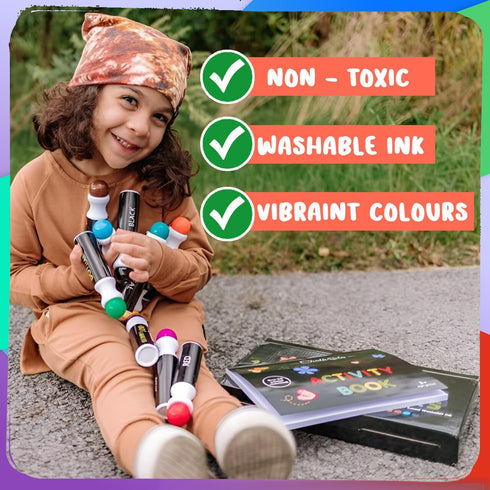 16 50 Set 1, 2, 3, 4 5 Chalkola Washable Dot Markers for Toddlers | w/ Page Coloring Activity Book Kit, Bingo Daubers |