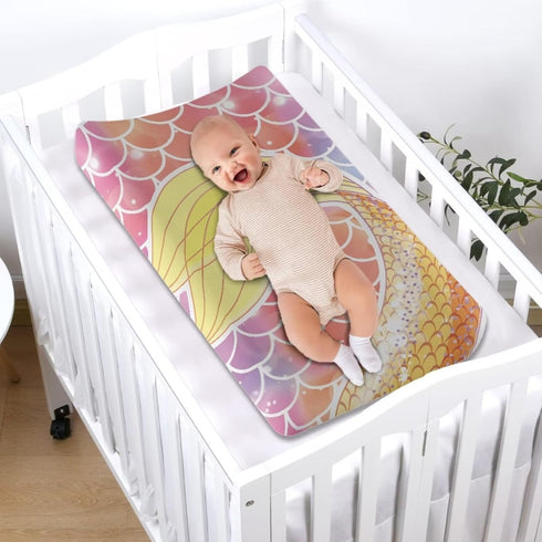 Mermaid Changing Pad Cover for Baby Infant Soft Breathable Baby Nursery Diaper Changing Pad Cover Cradle Mattress Cover