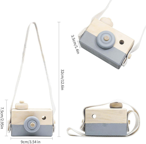 Baby Toy Wooden Mini Camera Toy, Baby Kids Cute Mini Sharpe Toy, Neck Hanging Photographed Props for Baby Toddlers