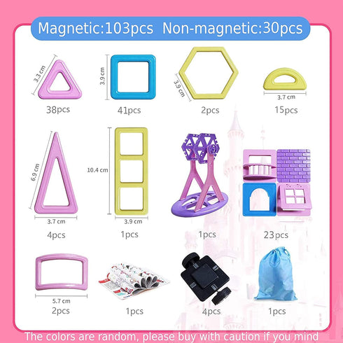 ASOK 133pcs 3D 3 4 5 6 7 8 9 133pcs Magnetic Blocks Magnetic Tiles Castle Educational Learning and Development Toys