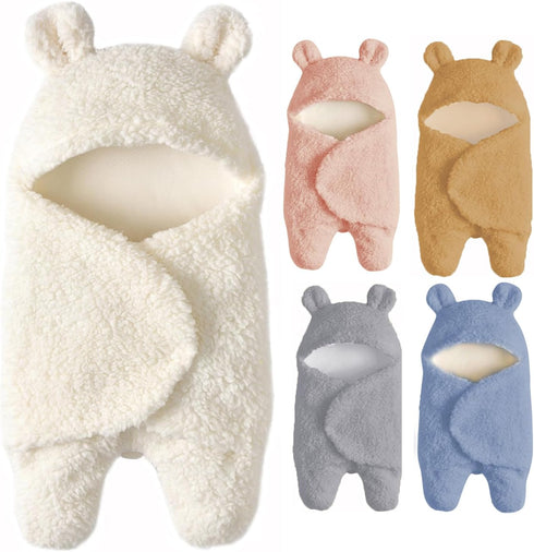 Baby Swaddle Blanket, Cute Cotton Plush Receiving Wraps for Boys Girls, Soft Newborn Sleeping for 0-6 Months