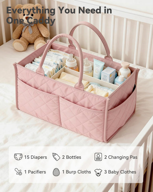 Tivellary Baby Diaper Caddy Organizer Spacious Storage Basket for Newborn Essentials, Nursery & Diaper Station