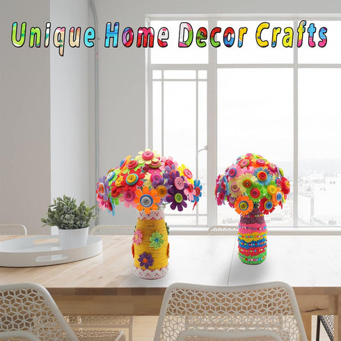 7july 6-10 6 7 8 9 10 Crafts for Girls Ages Make Your Own Flower Bouquet with Buttons and Felt Flowers, Vase Art