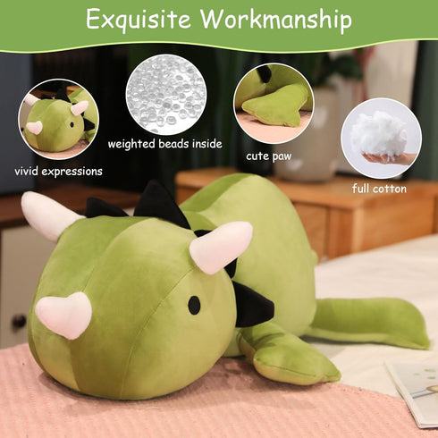 13.8 Inch, 1.6 Lbs SQEQE Weighted Dinosaur Plush, Weighted Dinosaur Stuffed Animal, Dino Plushies Pillow Toy Gift