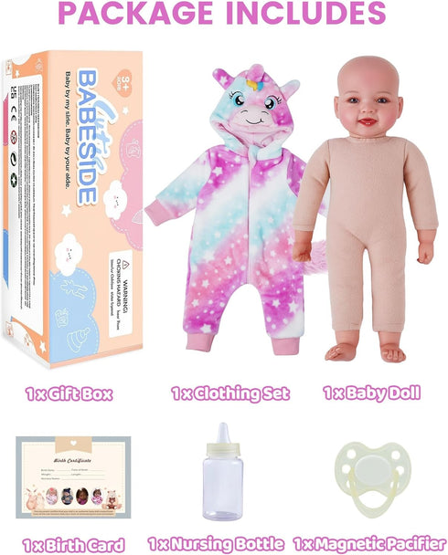 17inch 3+ BABESIDE Baby Dolls, Large Realistic Cute Soft Body Baby Doll Real Life Baby Dolls with Accessories for Year