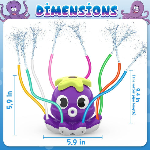 Outdoor Water Spray Sprinkler for Kids, Summer Toys with 8 Wiggle Tubes, Attaches to Garden Hose for Ages 3-8