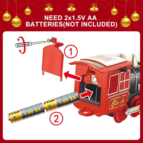 Set 3-8 Classic Electric Train for Toddlers Battery Operated Push-Button Train with Lights & Sounds, No Remote