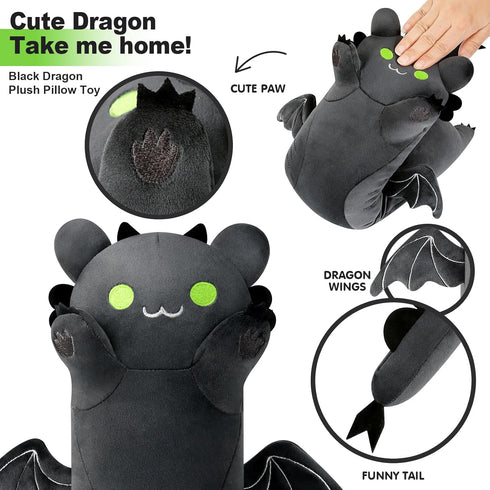 PEACH CAT 19.6" Long Dragon Cat Plush Pillow for Boys and Girls