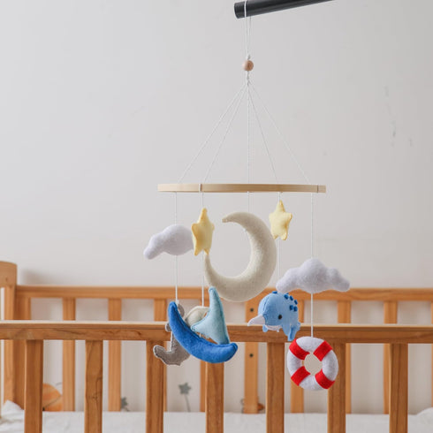 GOODMOM Baby Mobile for Crib, Astronaut Crib Nursery Mobile for Boys Girls, Handmade Baby Mobile Infant Bedroom Hanging