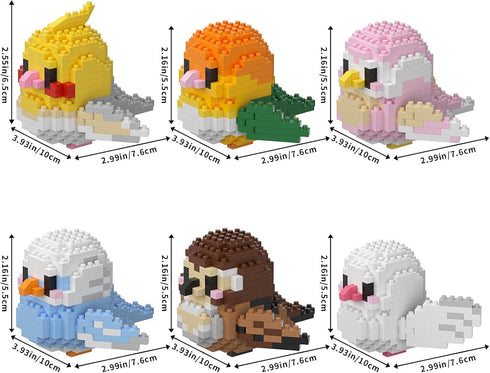 HJPLPXH Sets Kids6 Parrots Micro Mini Building Block Birthday Gift for Kids, Animals Buildling Model Kits, Mini Bricks