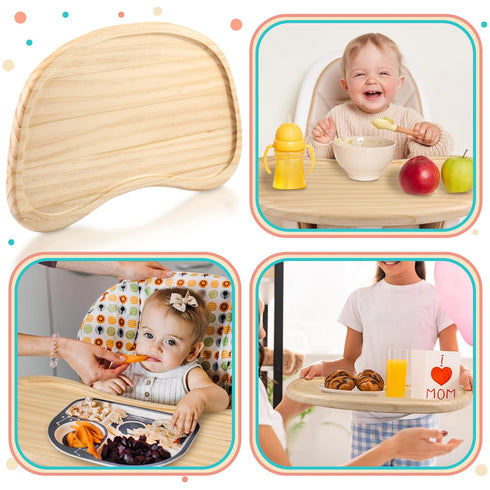 Wonderjune Baby Wooden High Chair Tray, Antique Vintage Toddler Infant Seat Tray Replacement Universal Wooden High