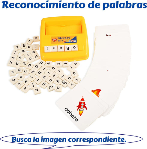 BOHS Spanish Literacy Wiz Spelling Game, Espanol Lower Case 60 Flash Cards for Preschool Learning